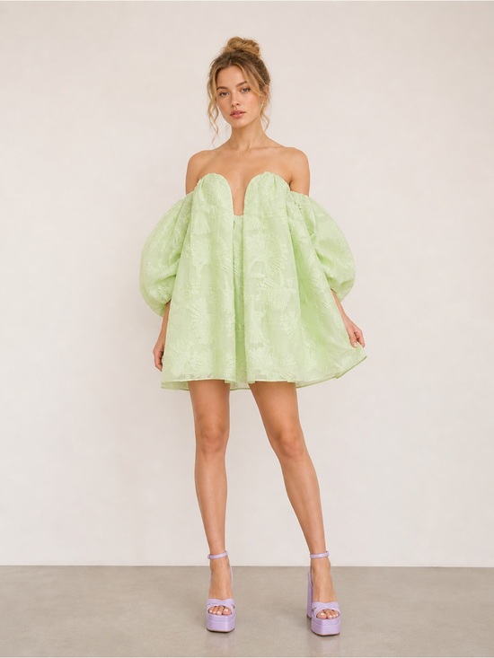 ASOS Dresses & Skirts - ASOS EDITION jacquard off the shoulder mini dress in light green